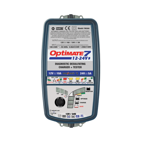 OptiMATE 7 - 12V/24V 8-step 12V 10A / 24V 5A sealed battery saving charger & maintainer