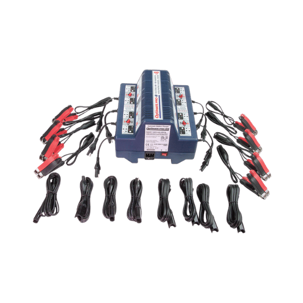 OptiMate 8-bank battery care center for recovery, charging and testing of all 6V and 12V batteries, including neglected sulphated / low-voltage batteries