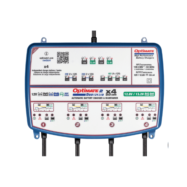 OptiMate 2 DUO x 4 BANK BRONZE series: 5-step 12V / 12.8V 2A sealed battery maintainer x4

