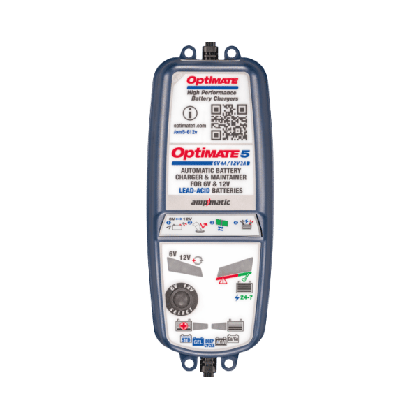 OptiMate 5 Silver series: 8-step 6V 4A / 12V 3A sealed battery saving charger & maintainer
