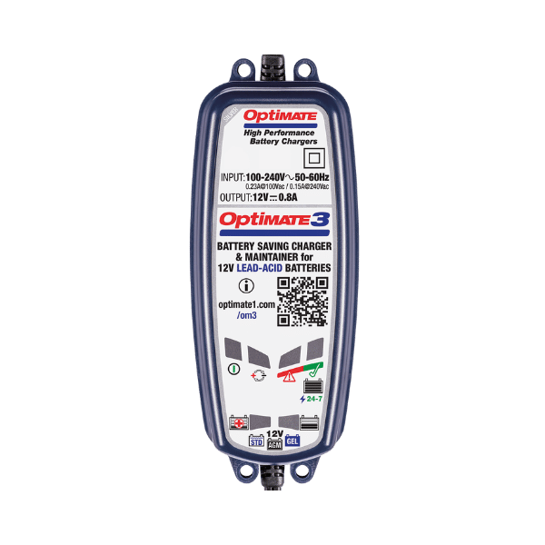 OptiMATE 3 Silver series: 7-step 12V 0.8A Battery Saving Charger & Maintainer

